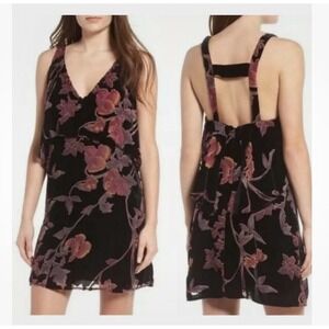 Everly Slip Dress Womens Small Dark Floral Velvet Burnout Sheer Fairygrunge Y2K